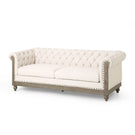 Comfy 3 Seat Sofa With Wooden Legs, Retro Style For Living Room And Study