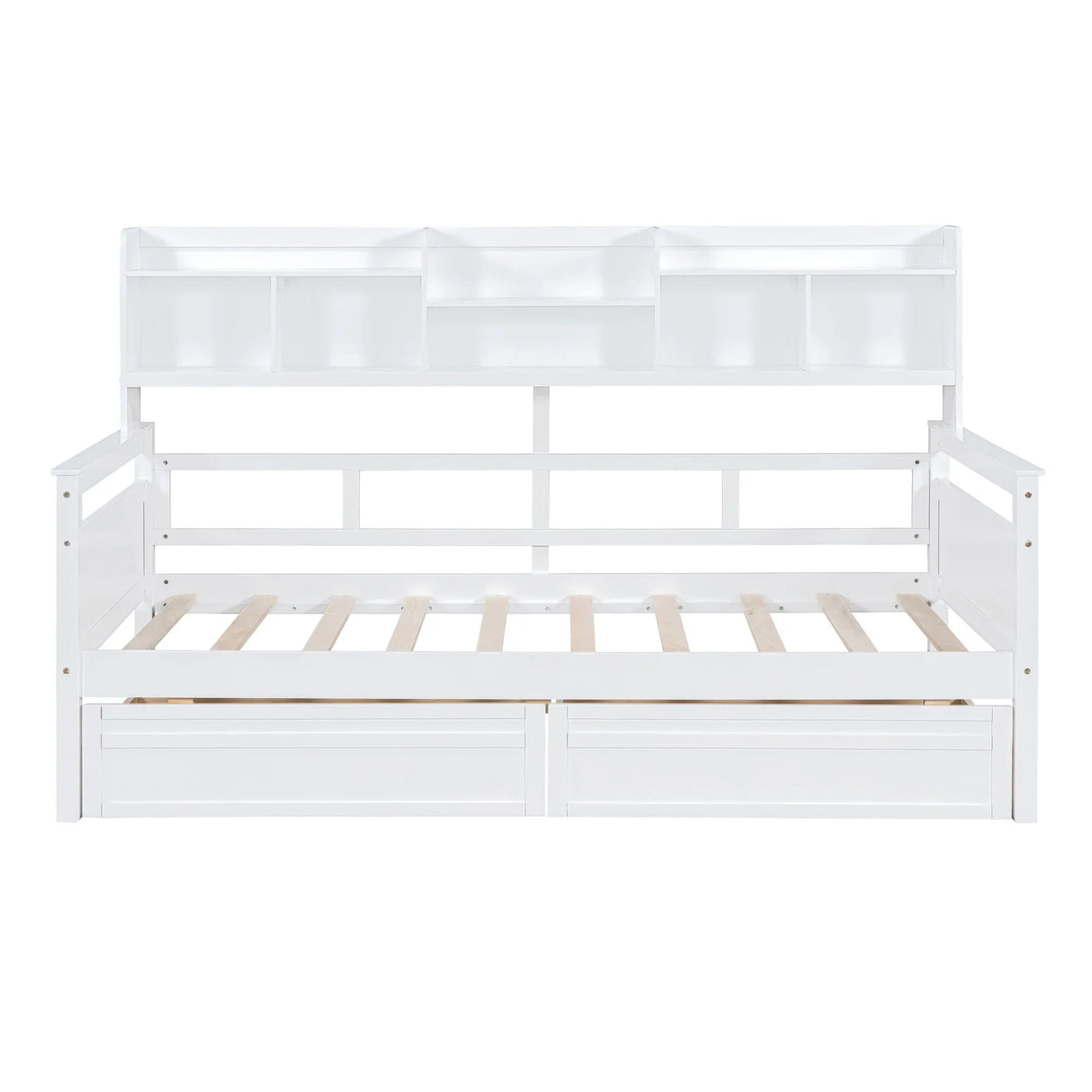 Daybed, Wood Slat Support, With Bedside Shelves And Two Drawers - Furniture Home Direct