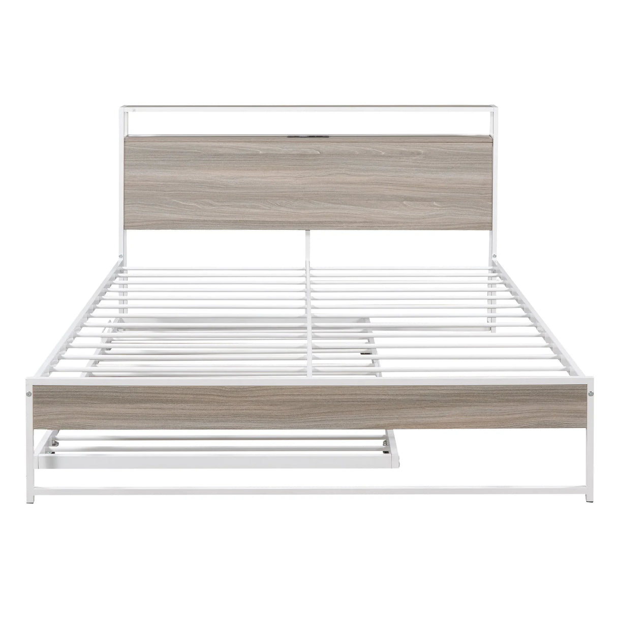 Platform Bed Frame With Trundle, USB Ports And Slat Support, No Box Spring Needed - Furniture Home Direct