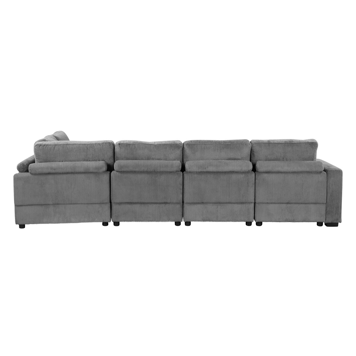121.3" Modular Sectional Sofa with Two Movable Ottomans, Gray - Furniture Home Direct
