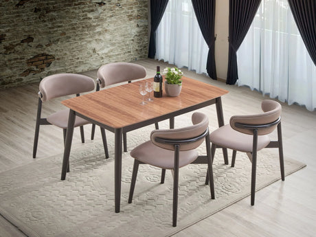 Lanae - 5 Piece Dining Room Set - Natural / Black - Furniture Home Direct