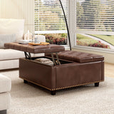 Large Square Storage Ottoman With 2 Storage Doors - Furniture Home Direct