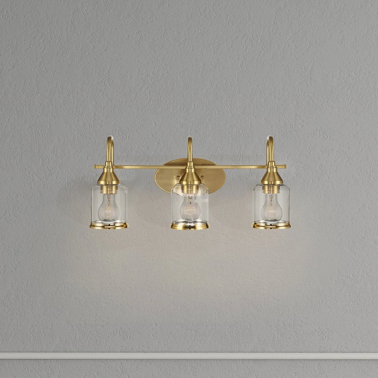 Twilight - 3 Lights Brush Contemporary Vanity Light - Clear / Gold - Furniture Home Direct