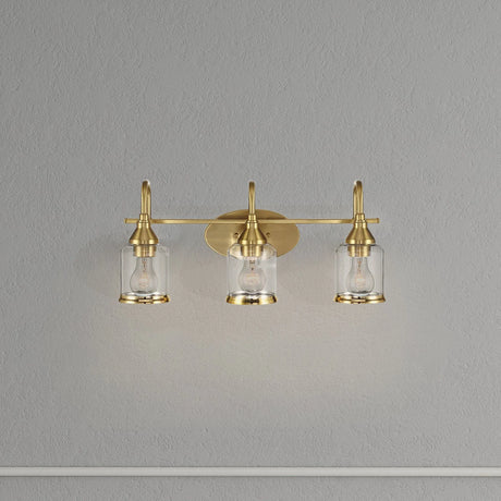 Twilight - 3 Lights Brush Contemporary Vanity Light - Clear / Gold - Furniture Home Direct