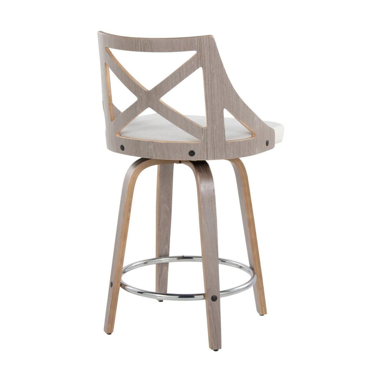 Charlotte - Farmhouse Fixed Height Counter Stool & Swivel With Round Footrest (Set of 2) - Furniture Home Direct