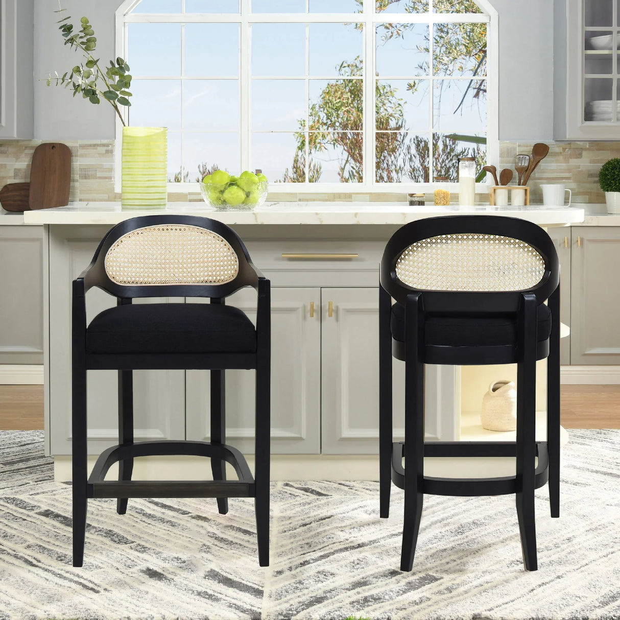 Americana - Mid-Century Modern Cane Back Counter Stool - Furniture Home Direct
