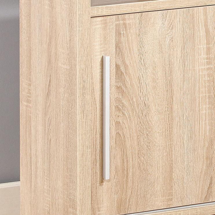 Sideboard Buffet Entry Cabinet Sliding Doors Metal Bar Handles Four Shelves - Furniture Home Direct