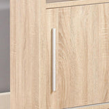 Sideboard Buffet Entry Cabinet Sliding Doors Metal Bar Handles Four Shelves - Furniture Home Direct