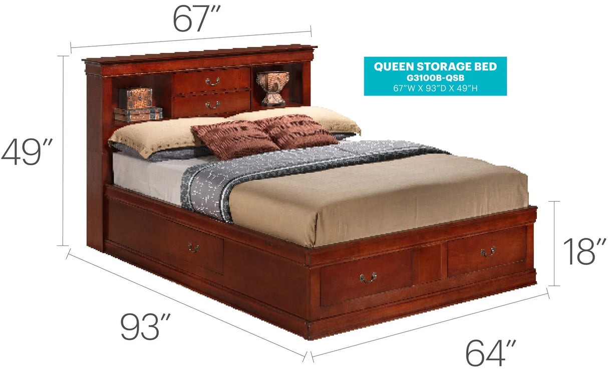Louis Phillipe - Bookcase Storage Bed - Furniture Home Direct