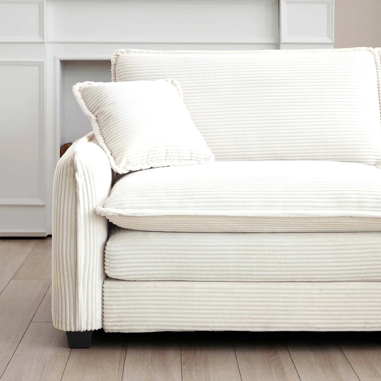 Modern Corduroy Loveseat and Chair - Beige - Furniture Home Direct