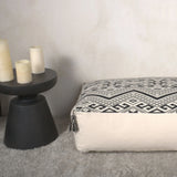 Kiki - Rectangular Pouf Ottoman Floor Cushion Natural - Black - Furniture Home Direct