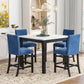 5-Piece Counter Height Dining Table Set With One Faux Marble Top Dining Table And Four Velvet Upholstered Chairs - Furniture Home Direct