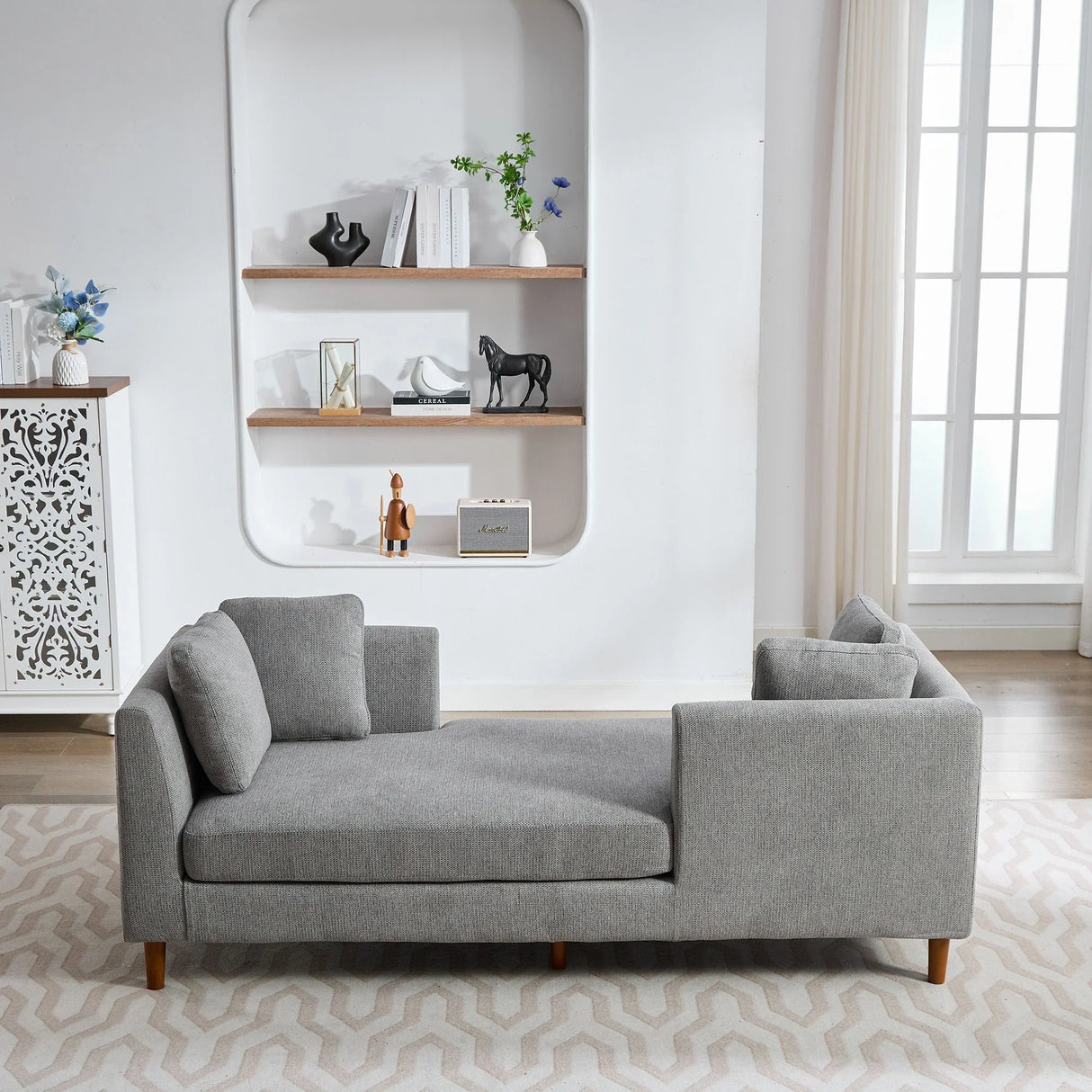 Wide Modern Double Sided Upholstered Chaise Lounge - Furniture Home Direct
