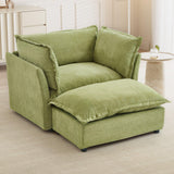 Modern Cozy Upholstered Armchair Sofa With Movable Ottoman - Furniture Home Direct