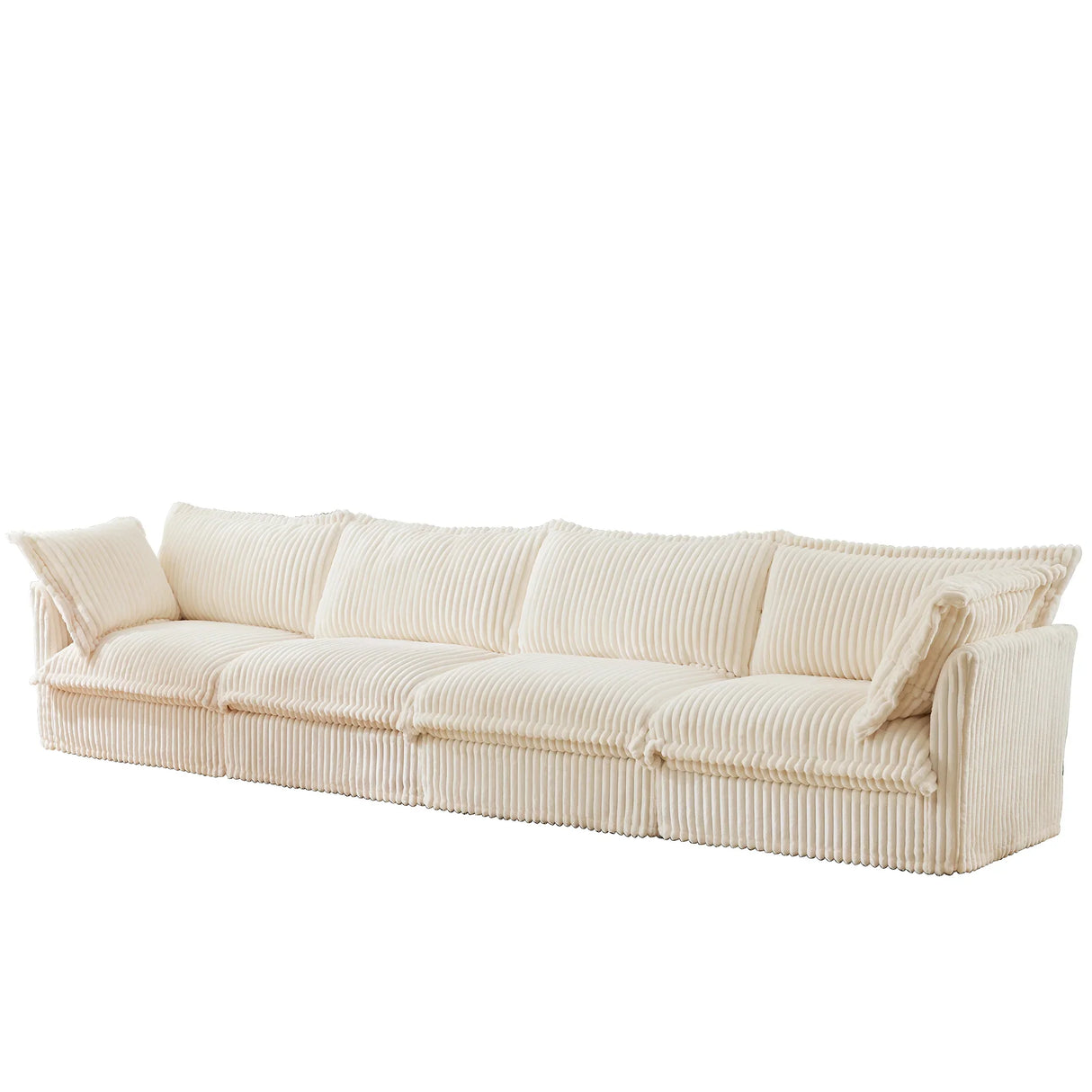 Corduroy Long Stationary Sofa - Cream - Furniture Home Direct