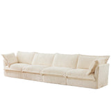Corduroy Long Stationary Sofa - Cream - Furniture Home Direct
