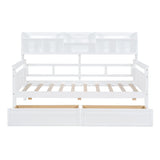 Daybed, Wood Slat Support, With Bedside Shelves And Two Drawers - Furniture Home Direct