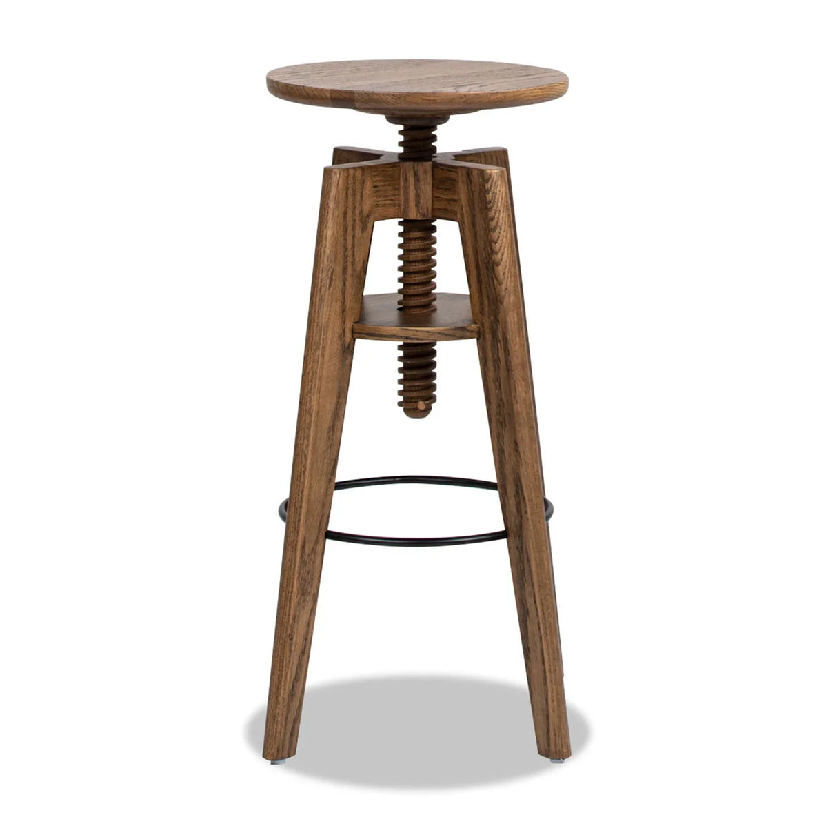 Spencer - Minimalist Oak Adjustable Bar Counter Stool - Walnut Brown Oak - Furniture Home Direct