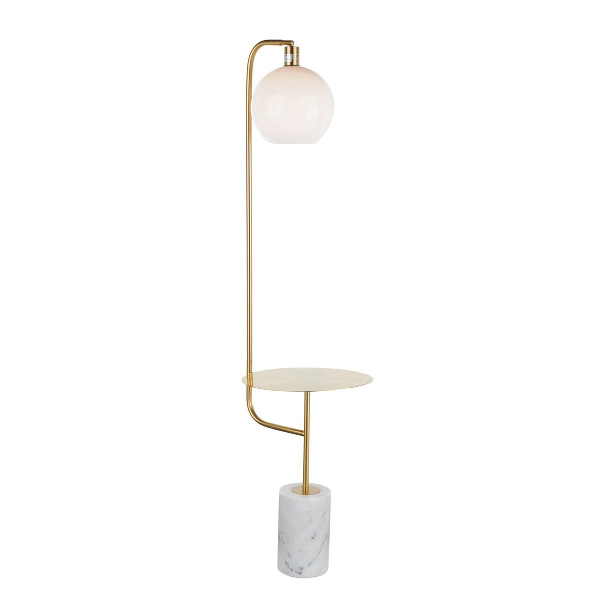 Symbol - Contemporary / Glam Floor Lamp Side Table - White Marble - Furniture Home Direct