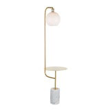 Symbol - Contemporary / Glam Floor Lamp Side Table - White Marble - Furniture Home Direct