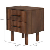 Logan - Mid-Century Modern Nightsd Bed Side Tables With 2 Drawers - Brown - Furniture Home Direct