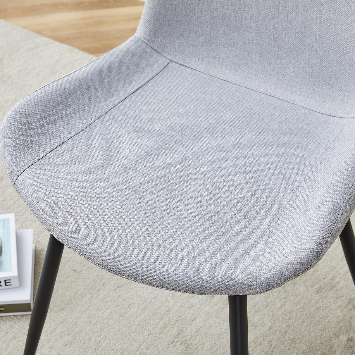 Dining Chair Set Modern Light Upholstered Fabric Chairs Gray - Furniture Home Direct