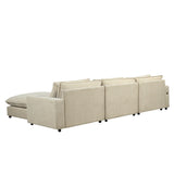 Cloud Sectional with Ottoman, Charging Ports and Three Back Pillows - Beige - Furniture Home Direct