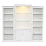Retro Style 3 Piece Bookcase Display Cabinet With Adjustable LED Lighting, Tempered Glass Shelves - White - Furniture Home Direct