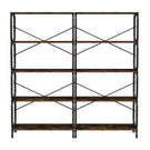 5 Tier Industrial Bookshelf, Tall Bookcase With Open Design, Vintage Storage Organizer - Furniture Home Direct