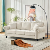 3 Seater Sofa With Tufted Upholstery, Rolled Arms, Nailhead Trim - Furniture Home Direct