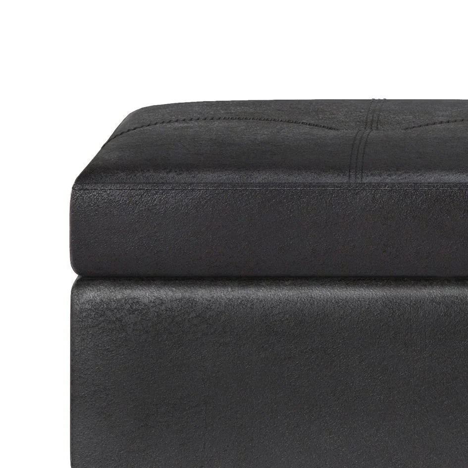 Oregon - Storage Ottoman Bench With Tray - Distressed Black - Furniture Home Direct