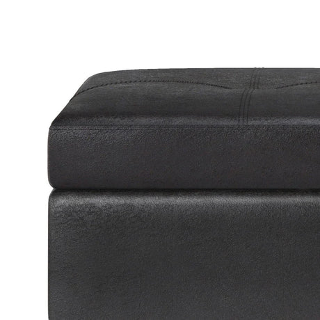 Oregon - Storage Ottoman Bench With Tray - Distressed Black - Furniture Home Direct
