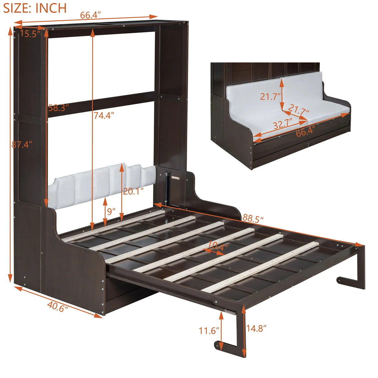 Murphy Wall Bed With Cushion, Space Saving Design, And Construction - Furniture Home Direct