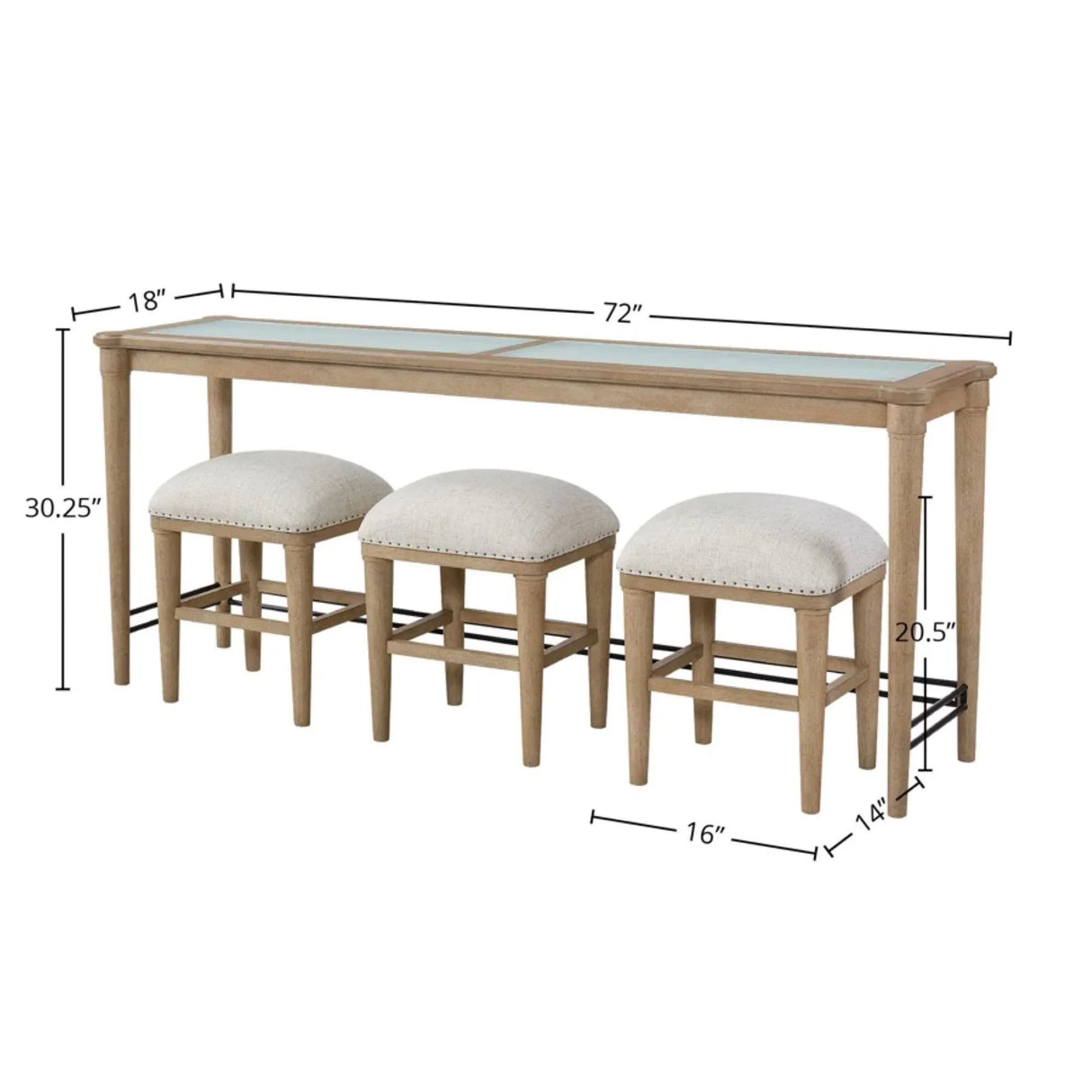 Glass Console Table With 3 Stools - Frosted - Furniture Home Direct
