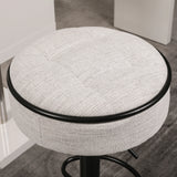 Counter Stool Round Linen Upholstered Seat Off White - Furniture Home Direct