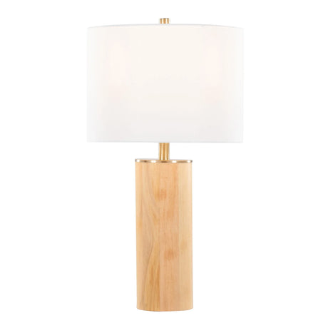 Cylinder - Ash Contemporary Table Lamp - Ash / Antique Brass / White - Furniture Home Direct