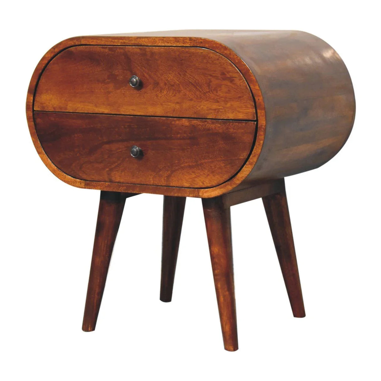 Large Chestnut Circular Bedside - Furniture Home Direct