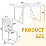 Dining Set with 7 Piece Table and Chairs Modern White - Furniture Home Direct