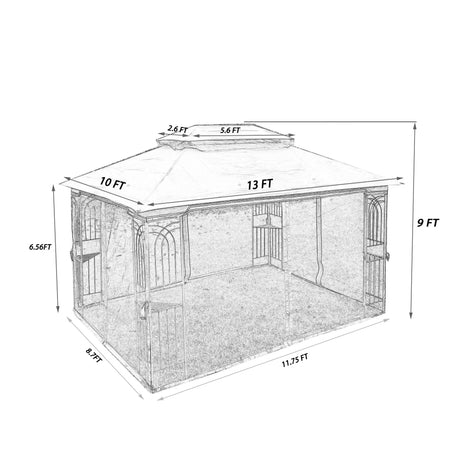 13 0 Outdoor Patio Gazebo Canopy Tent With Ventilated Double Roof And Mosquito Net (Detachable Mesh Screen On All Sides) Suitable For Lawn Garden Backyard And Deck Top - Brown - Furniture Home Direct
