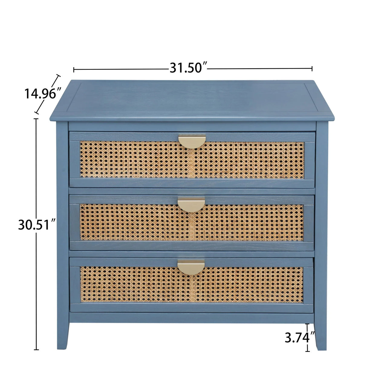3 Drawer Cabinet, Natural Rattan, American Furniture - Furniture Home Direct