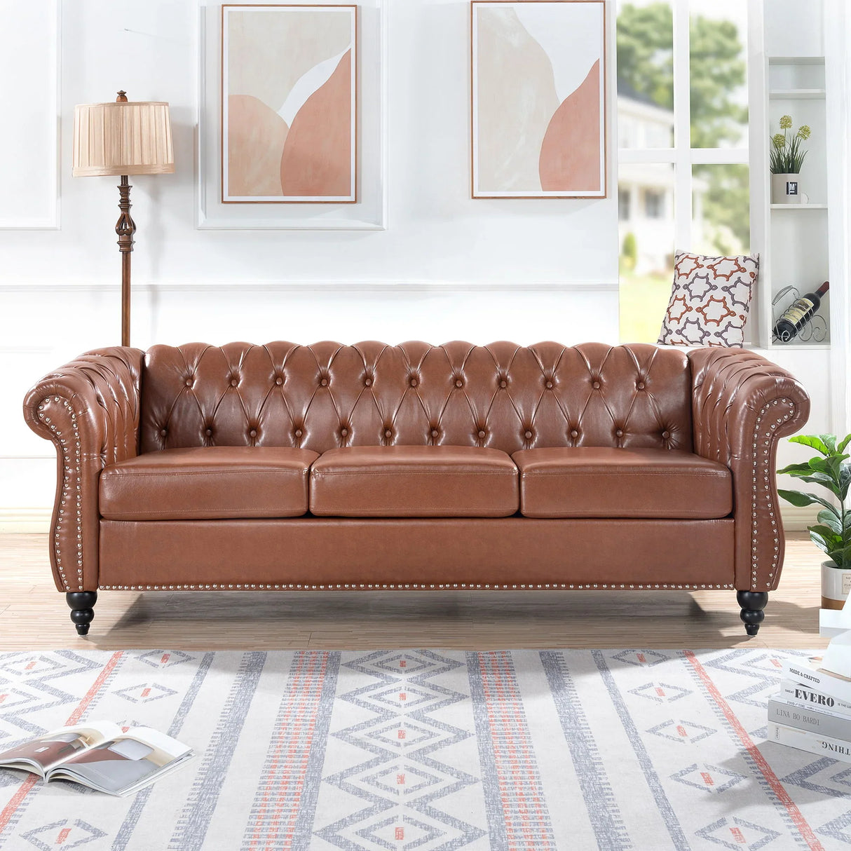 Rolled Arm Chesterfield 3 Seater Sofa - Furniture Home Direct