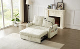 Sleeper Sofa With Adjustable Backrest, Two Cup Holders, Phone Holder, Three Charging Ports And Side Storage Pockets- Beige - Furniture Home Direct