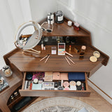 Vanity Desk With Mirror And LED Lights Elegant Walnut - Furniture Home Direct