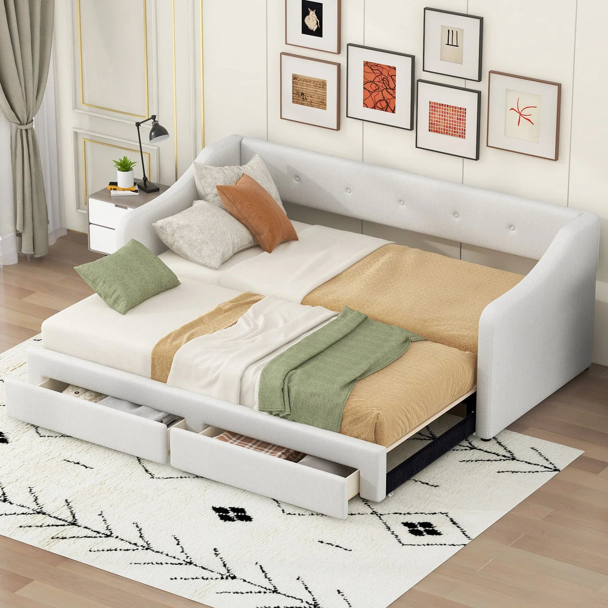 Upholstered Daybed With 2 Drawers - Furniture Home Direct