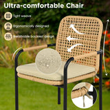 7 Piece Outdoor Dining Set With Wicker Chairs and Oatmeal Cushions - Furniture Home Direct