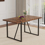 Dining Table Herringbone Wood Top And Metal Base Black - Furniture Home Direct