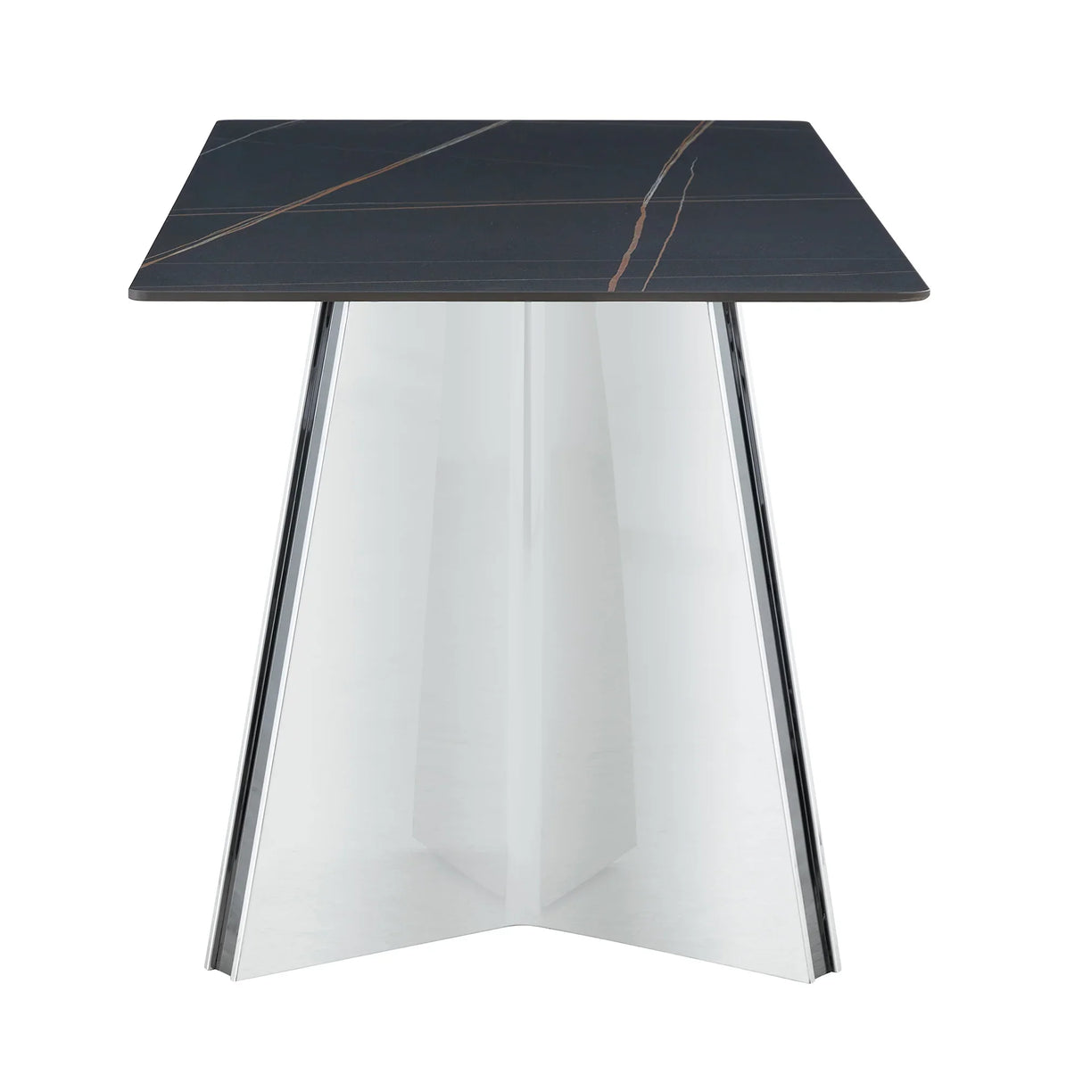 Dining Table Marble Pattern Slab With Butterfly Legs Black - Furniture Home Direct
