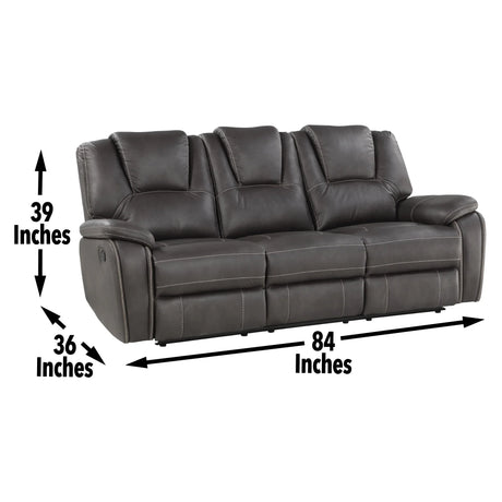 Reclining Sofa Three Seat Faux Leather Cushioned Charcoal - Furniture Home Direct