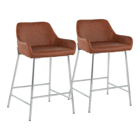 Daniella - Contemporary Fixed Height Counter Stool With Metal Legs (Set of 2) - Furniture Home Direct