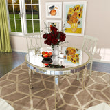 Round Glass Dining Table With Mirror Top - Silver - Furniture Home Direct